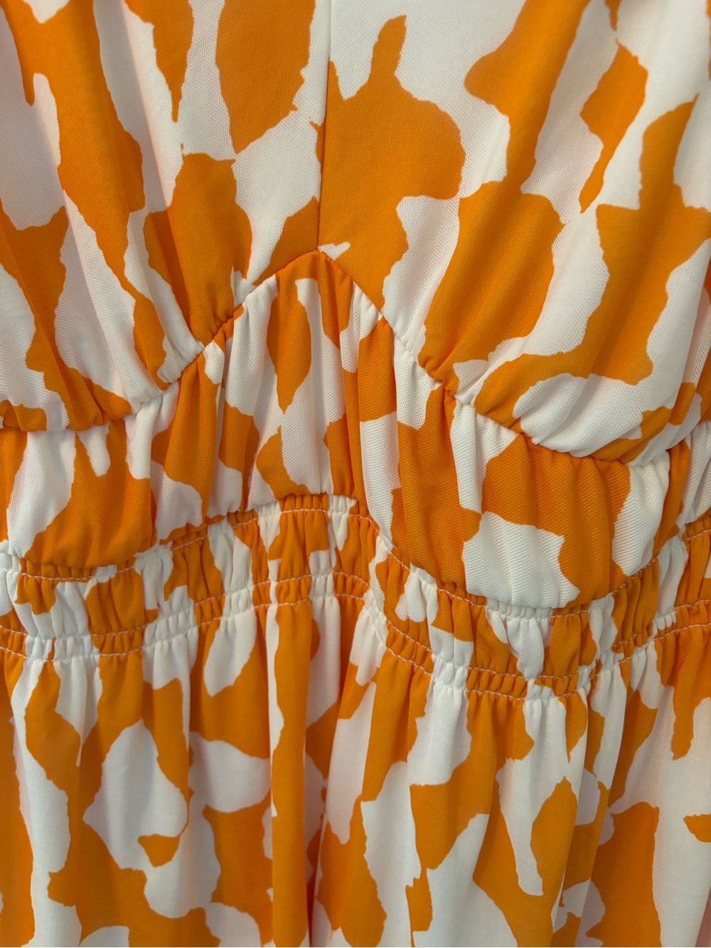 Ava & Viv XXL Orange Abstract Print Peplum V-Neck Blouse NWT Short Sleeve Top - Picture 6 of 11